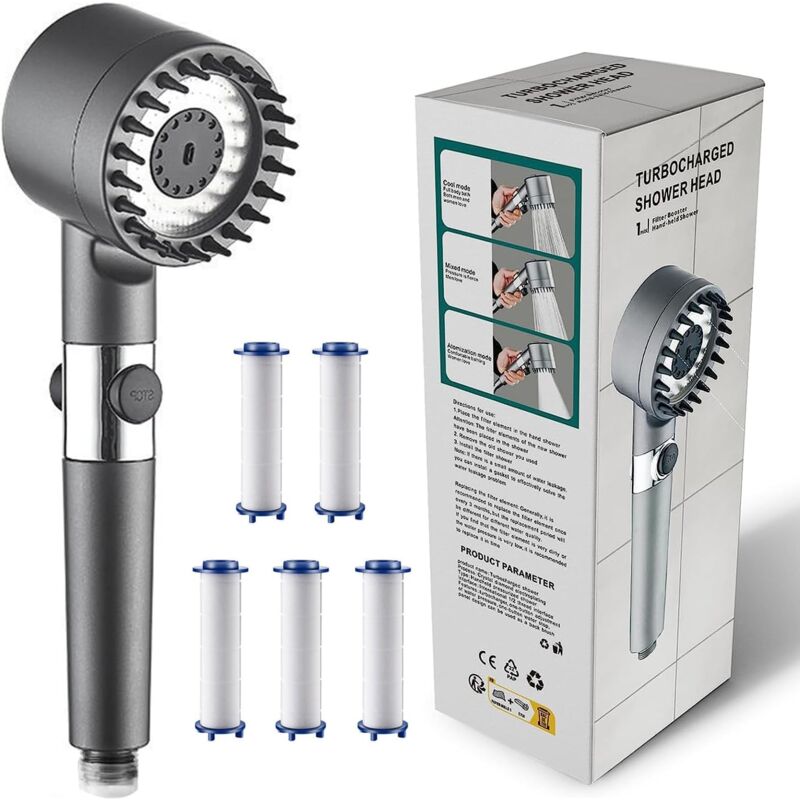 foto del prodotto sjqka soffione doccia ad alta pressione, 3 modalit , soffione doccia ad alta pressione, risparmio idrico, soffione doccia con aumento della