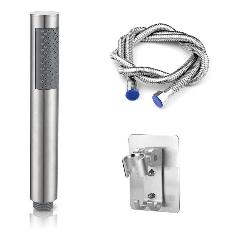 foto del prodotto sjqka soffione doccia portatile con tubo flessibile in acciaio inossidabile da 2 m e supporto, set doccia da bagno da 3 pezzi