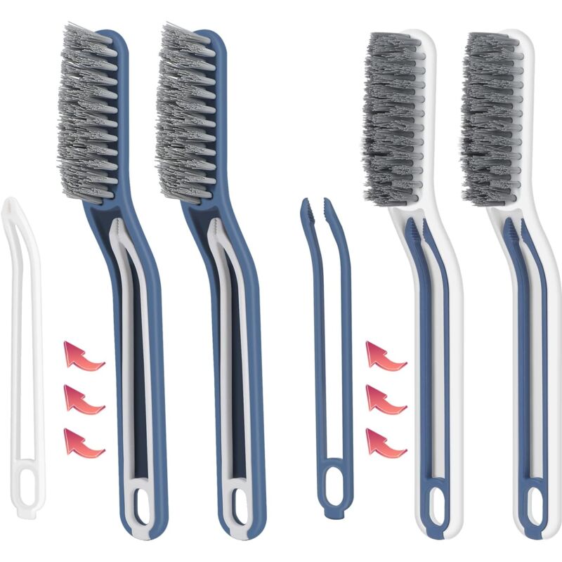 foto del prodotto sjqka spazzola per fughe 2 in 1, 4 pezzi, spazzola multifunzionale per fughe, spazzola per la pulizia delle fughe del bagno per cucina, piastrelle,