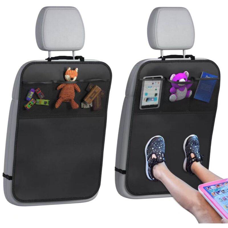 foto del prodotto sjqka tappetino protettivo con borsa portaoggetti confezione da 2 protezioni per sedili posteriori per auto, suv, minivan o camion accessori