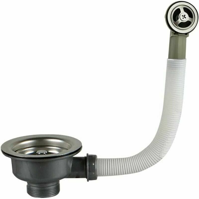 foto del prodotto sjqka tappo lavello con cestello troppo pieno in acciaio inox 114 mm 1 acciaio inox abs