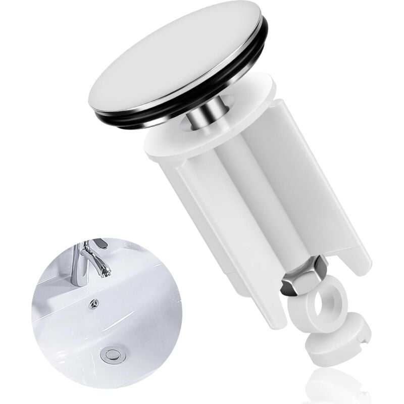 foto del prodotto sjqka tappo universale per lavabo, tappo per lavabo da 40 mm con guarnizione in gomma, in ottone, altezza regolabile, per lavabo e vasca da bagno.