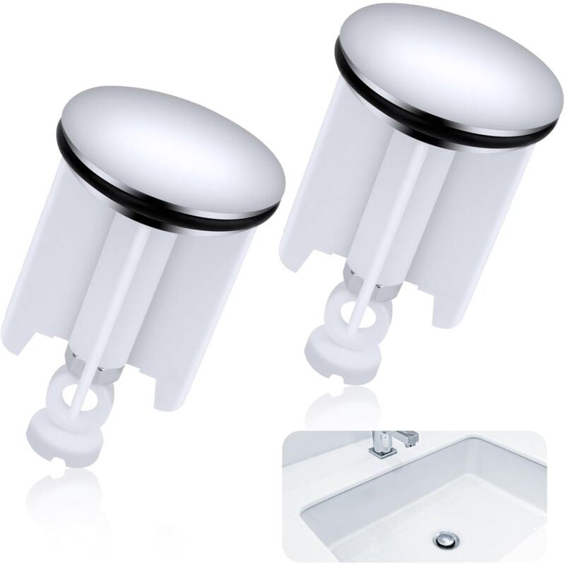 foto del prodotto sjqka tappo universale per lavandino del bagno, 2 pezzi, tappo di scarico per lavandino da 40 mm, altezza regolabile, tappo per vasca con