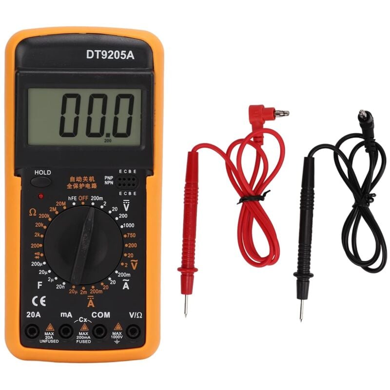 foto del prodotto sjqka tester multimetro multifunzionale con puntali misuratore corrente dt9205a