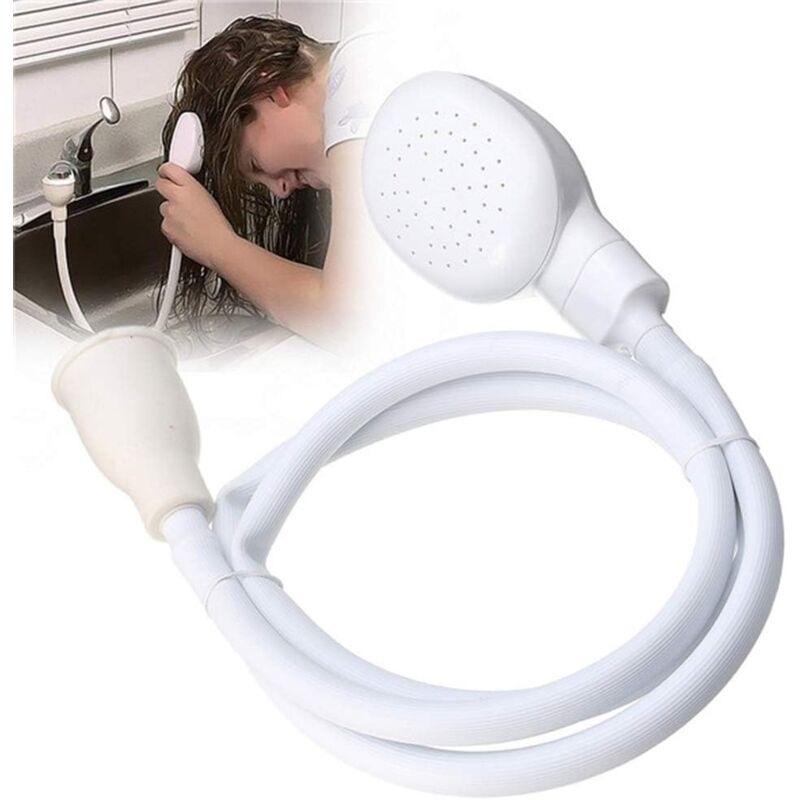 foto del prodotto sjqka vasca da bagno, lavandino, doccetta, miscelatore a pressione per animali domestici, soffione doccia, 1,3 m, guarnizione in gomma bianca 