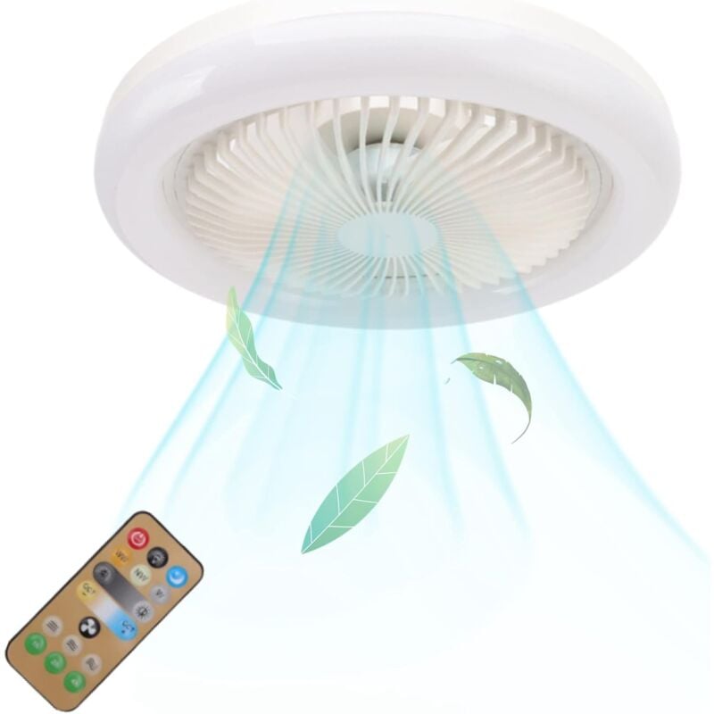 foto del prodotto sjqka ventilatore da soffitto con luce, plafoniera, luminosit e temperatura del colore regolabili, 3 velocit della ventola, timer e modalit 