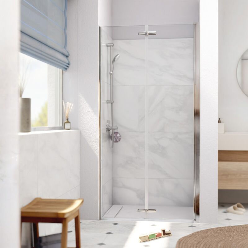 foto del prodotto sk 90x196cm porta doccia pieghevole a soffietto anticalcare con profilo cromato lucido satsk90nika swiss aqua technologies