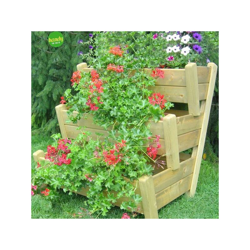 foto del prodotto skb - fioriera tre piani legno impregnato 80x90x76 cm