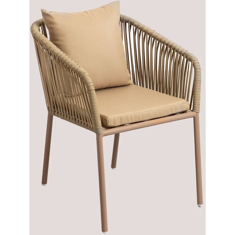 foto del prodotto sklum - arhiza sedia da giardino classica con braccioli in alluminio e corda intrecciata