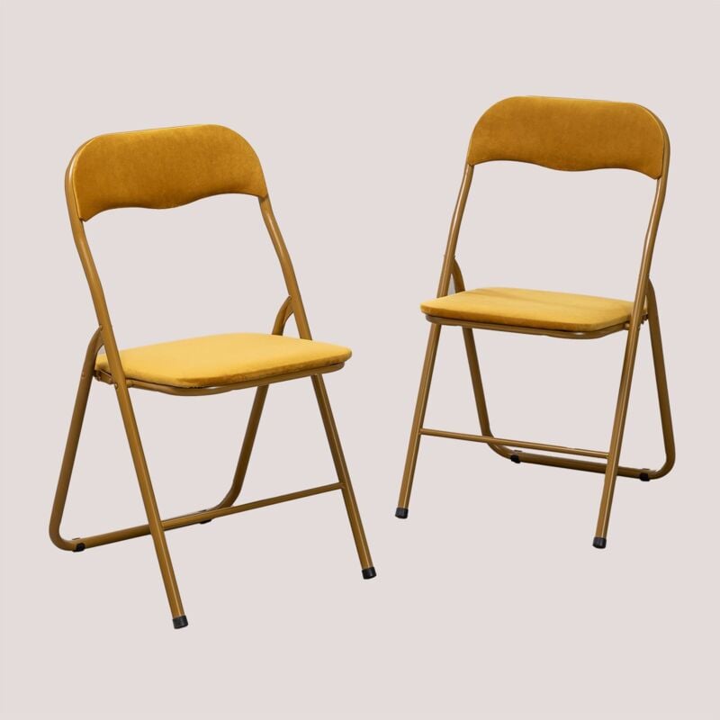 foto del prodotto sklum - confezione 2 sedie pieghevoli in velluto iraida mostarda