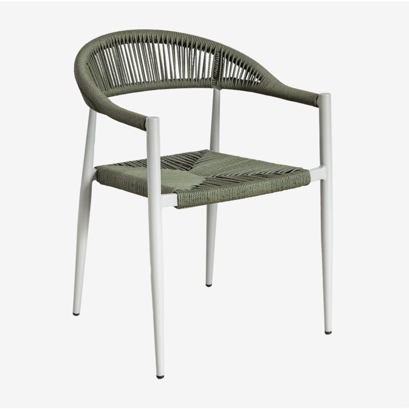 foto del prodotto sklum confezione da 2 sedie da giardino impilabili con braccioli in alluminio e rattan sintetico amatria