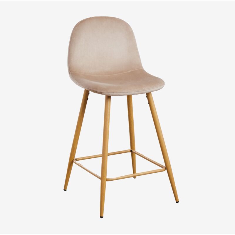 foto del prodotto sklum - confezione da 2 sgabelli alti in velluto glamm marrone grano legno naturale