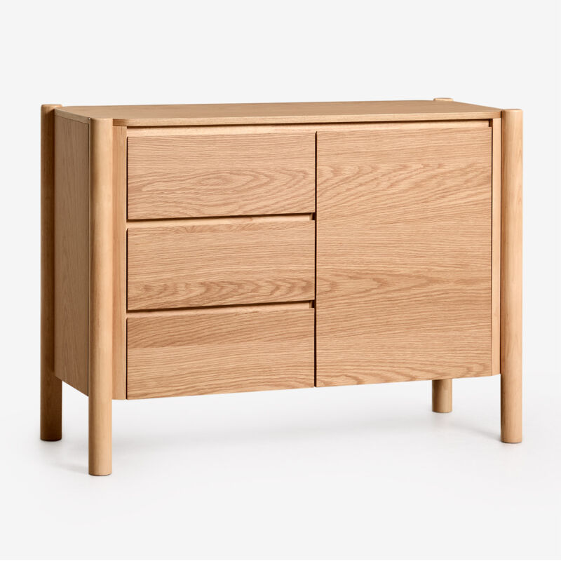 foto del prodotto sklum - credenza rettangolare 110x45 cm in mdf impiallacciato rovere munden