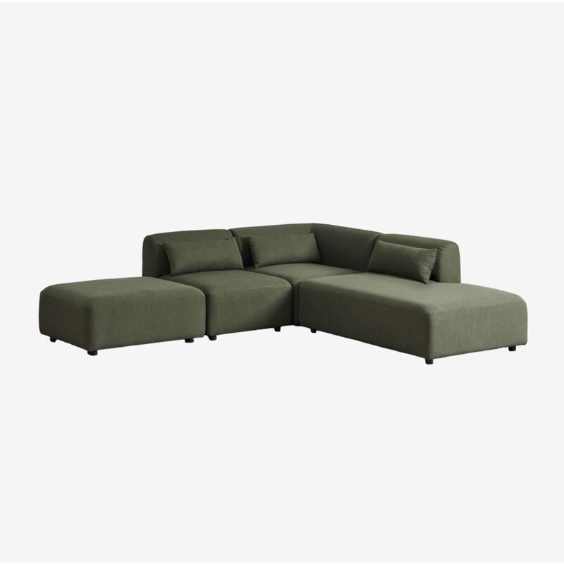 foto del prodotto sklum divano angolare componibile in 3 pezzi con chaise longue destra e pouf fogler
