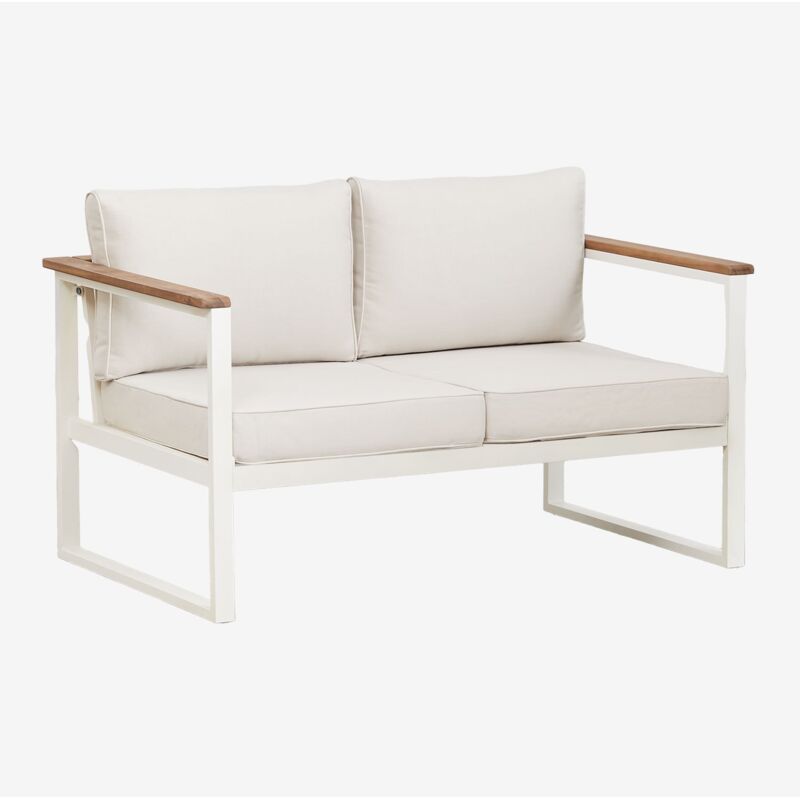 foto del prodotto sklum - divano da giardino a 2 posti in alluminio e legno di acacia lipov