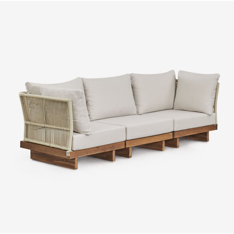 foto del prodotto sklum divano modulare dailin 3 pezzi con 2 poltrone angolari in legno di acacia