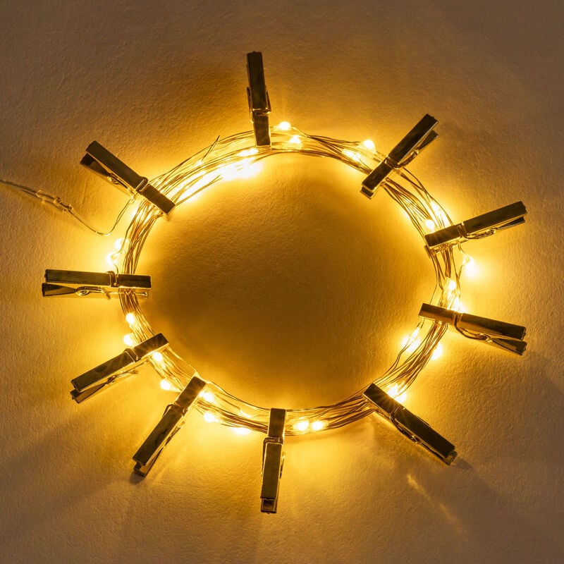 foto del prodotto sklum ghirlanda decorativa led 3,50 m con mollette in a dorato
