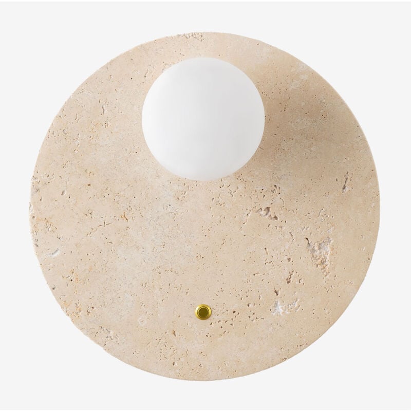 foto del prodotto sklum lampada da parete in travertino con sfera di cristallo davise