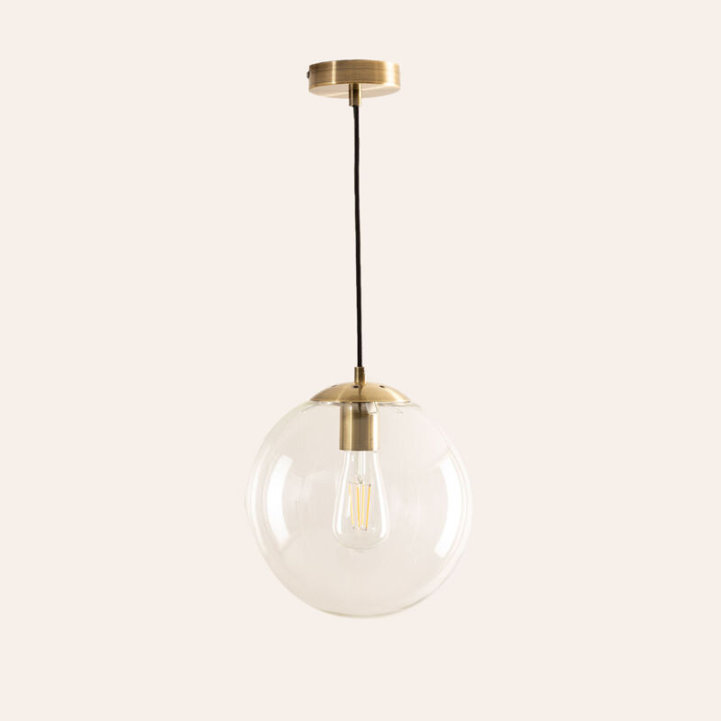 foto del prodotto sklum lampada da soffitto boyi in metallo con sfera di vetro dorato
