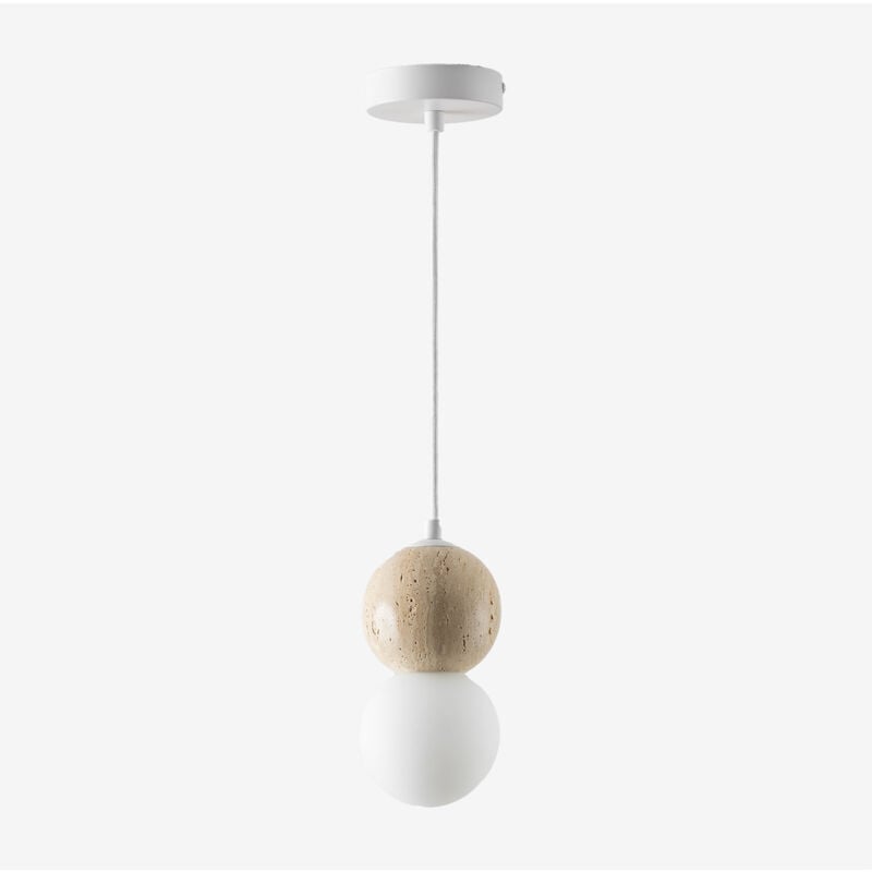 foto del prodotto sklum lampada da soffitto con sfera di cristallo in travertino davise