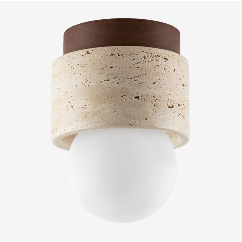foto del prodotto sklum lampada da soffitto in travertino e legno davise