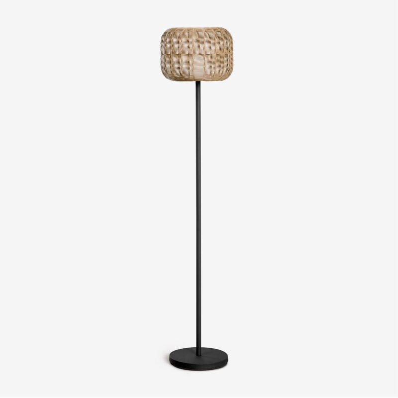 foto del prodotto sklum lampada da terra led wireless ovela in ferro e corda intrecciata