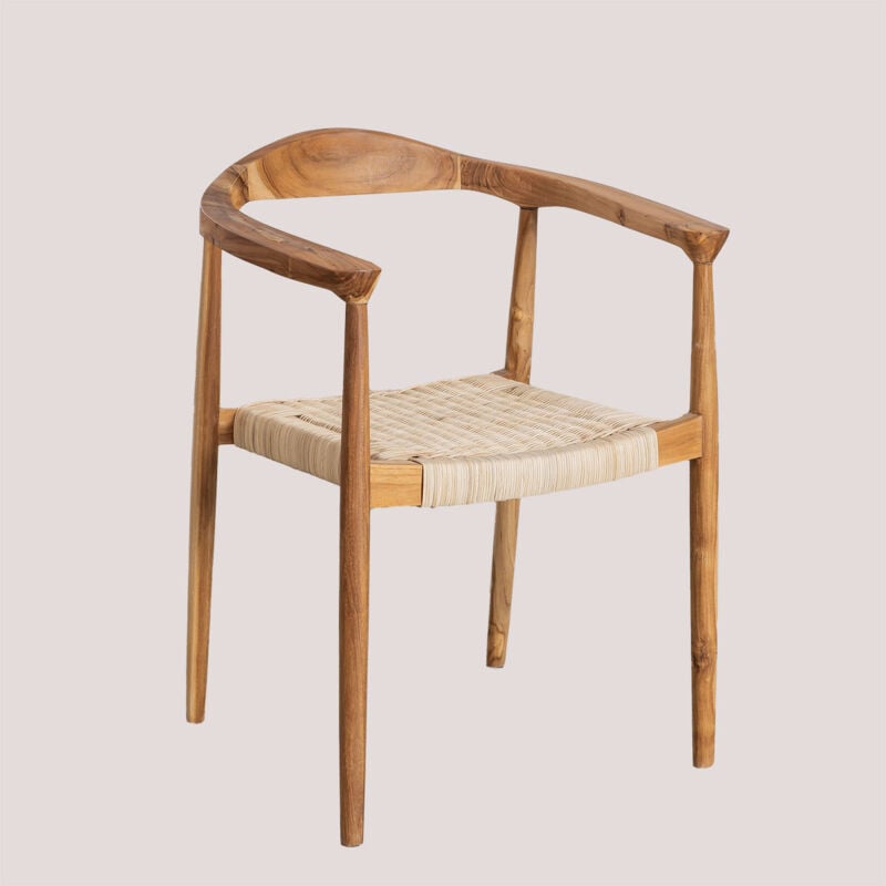 immagine 0 del prodotto sklum pacco di 4 sedie da pranzo con braccioli in rattan e legno di teak kiemer