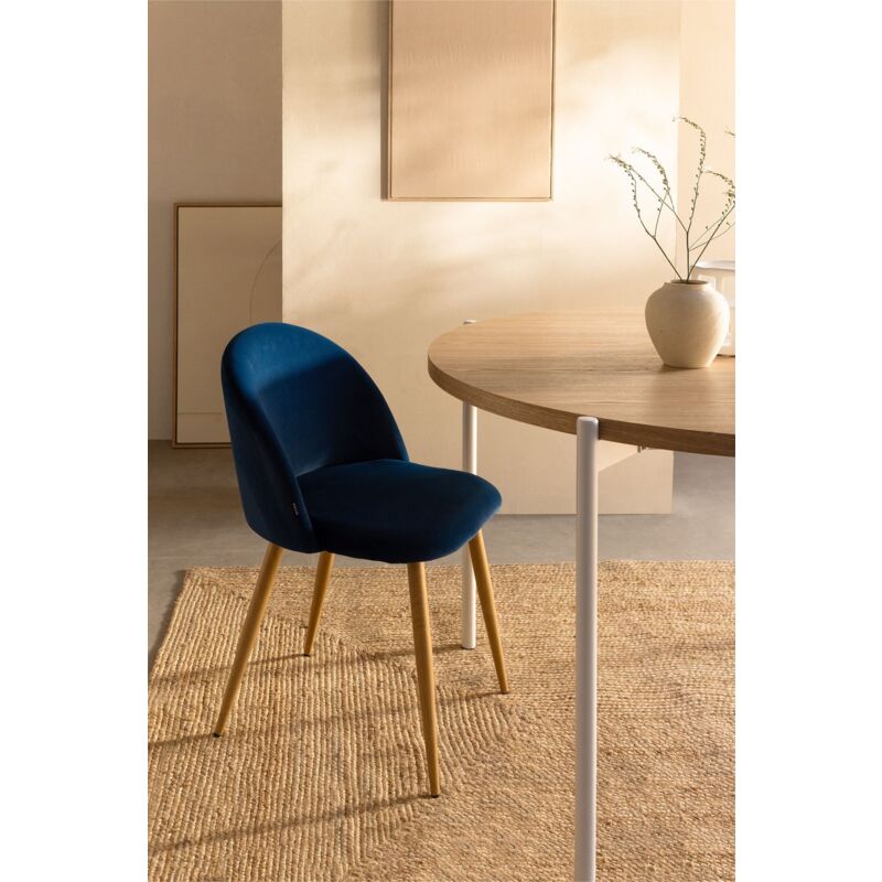 foto del prodotto sklum pack 4 sedie da pranzo in velluto kana blu