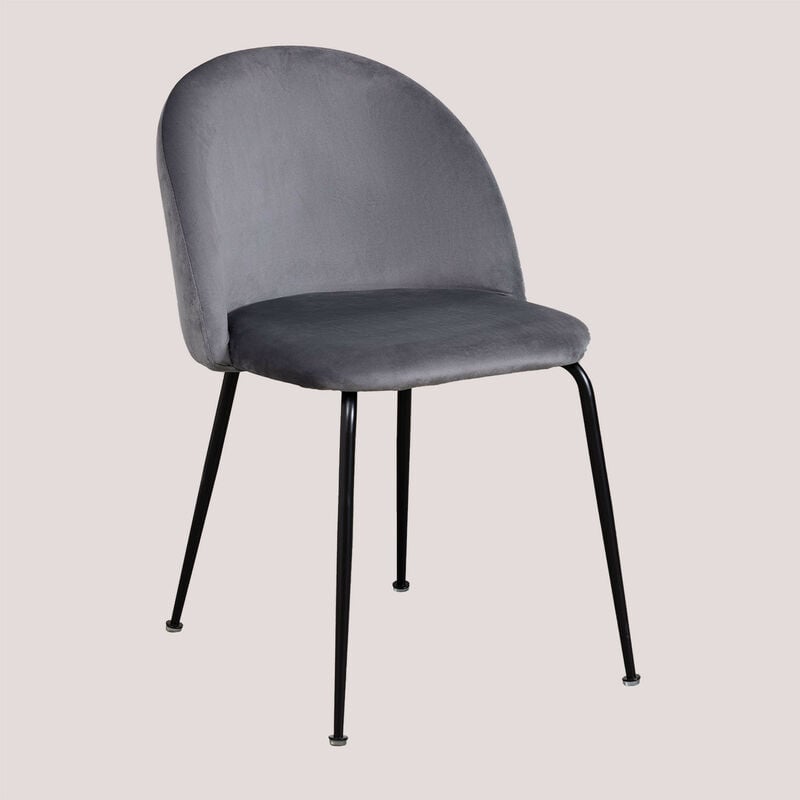 foto del prodotto sklum pack 4 sedie da pranzo in velluto kana design grigio nero