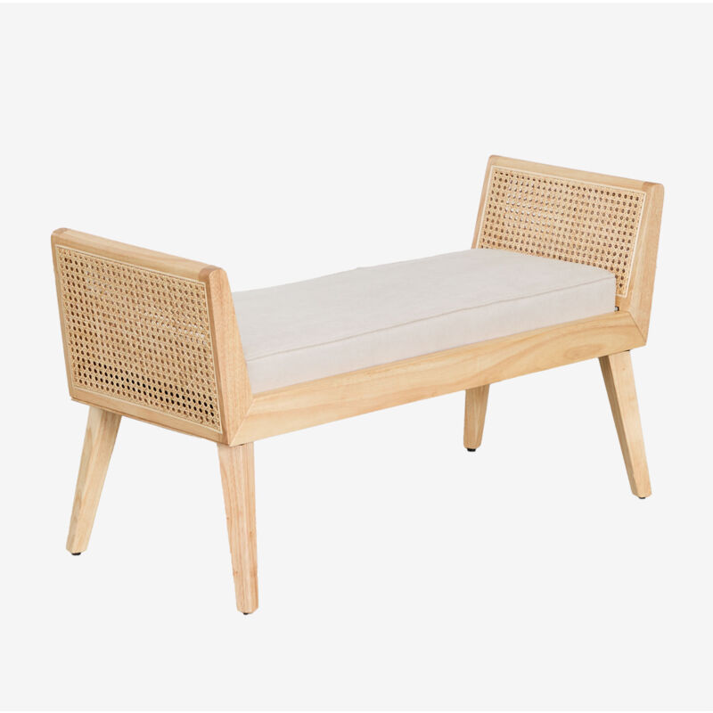 foto del prodotto sklum panca in legno di caucci e rattan icon