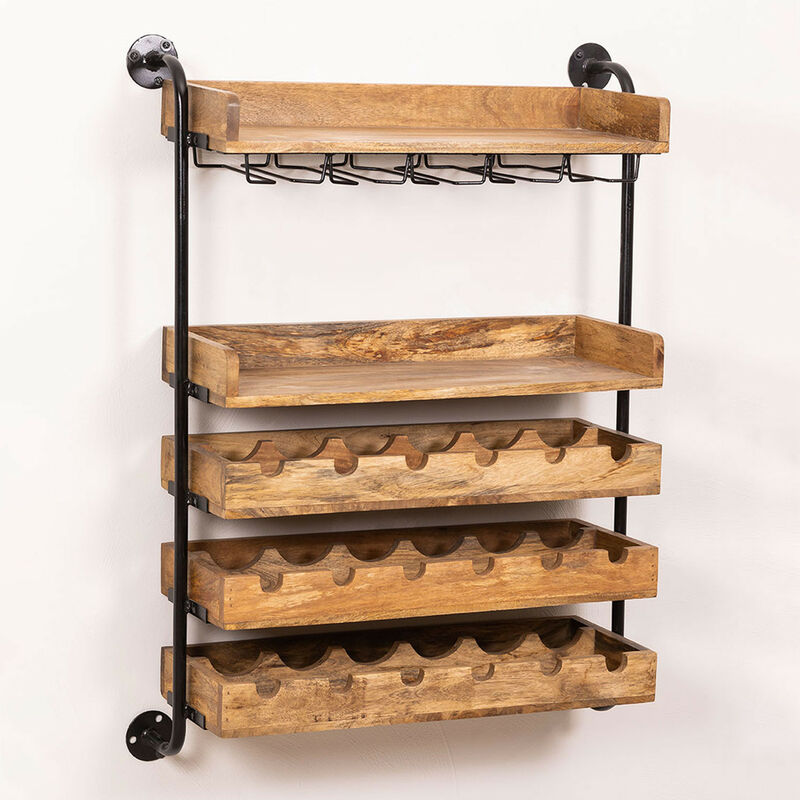 foto del prodotto sklum portabottiglie da parete per 18 bottiglie in legno weenni style