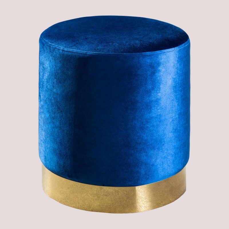 foto del prodotto sklum puff rotondo in velluto flikez blu