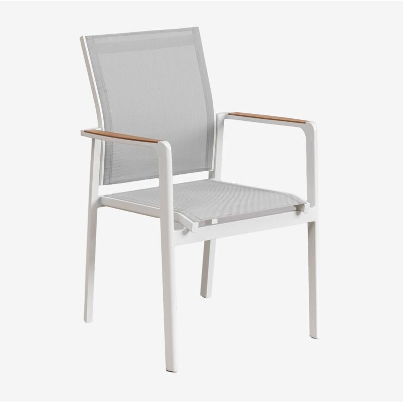 foto del prodotto sklum - sedia da giardino impilabile con braccioli in alluminio elvira