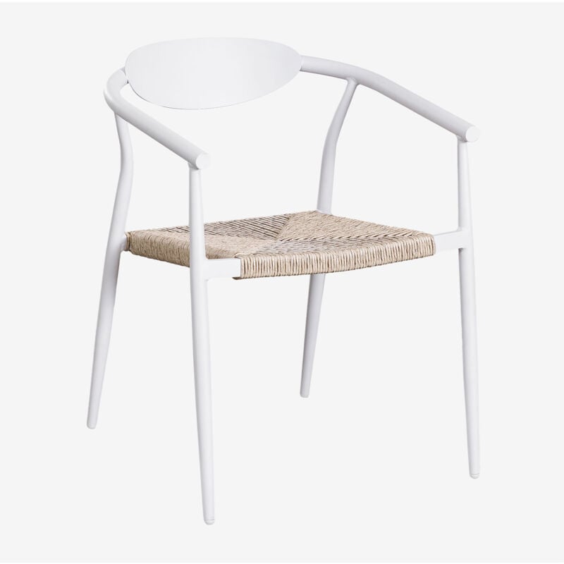 foto del prodotto sklum sedia da pranzo impilabile con braccioli in alluminio e rattan sintetico marsha