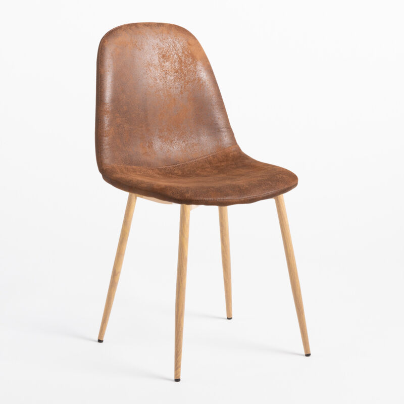 foto del prodotto sklum sedia da pranzo in similpelle glamm caff vintage legno naturale