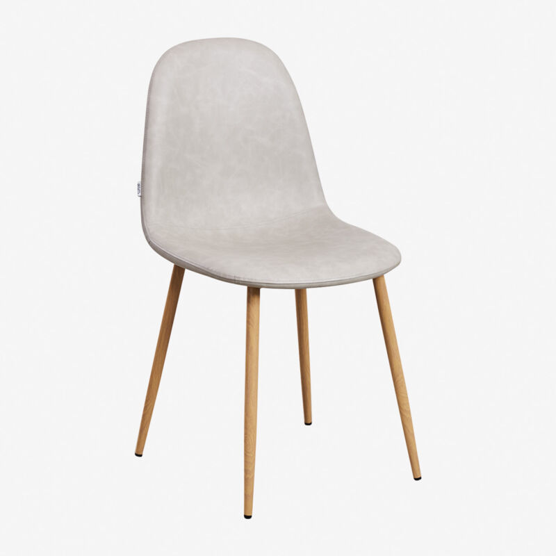 foto del prodotto sklum sedia da pranzo in similpelle glamm grigio talpa chiaro legno naturale