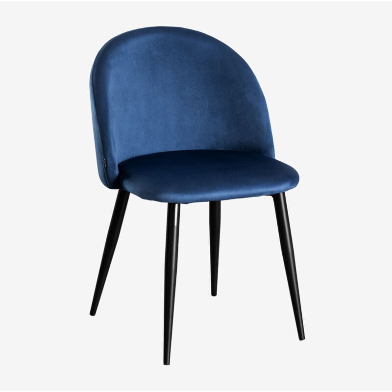 foto del prodotto sklum sedia da pranzo in velluto kana blu
