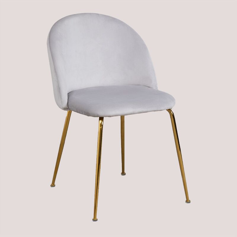 foto del prodotto sklum - sedia da pranzo in velluto kana design grigio perla dorato
