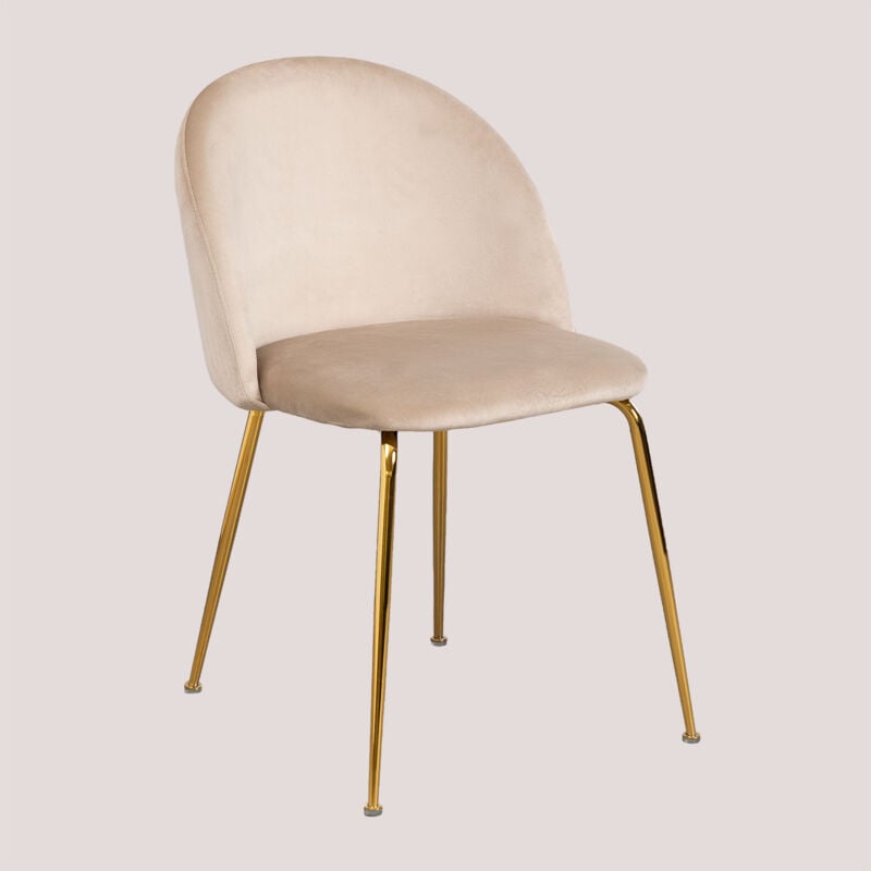 foto del prodotto sklum sedia da pranzo in velluto kana design marrone grano dorato