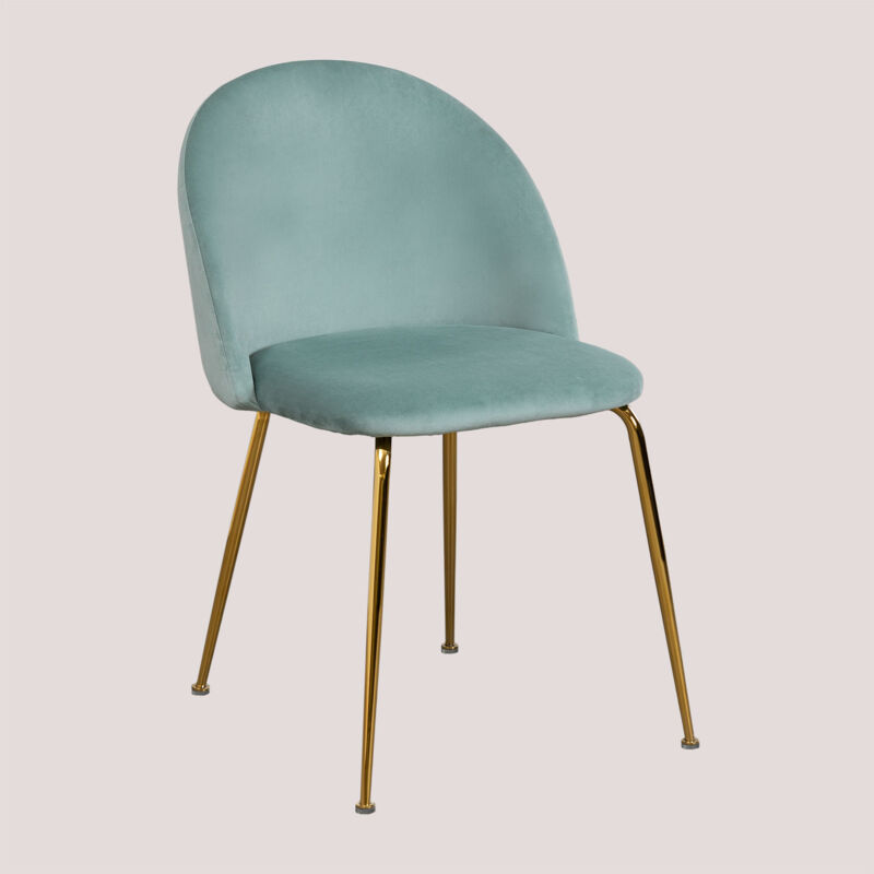 foto del prodotto sklum sedia da pranzo in velluto kana design verde abete dorato