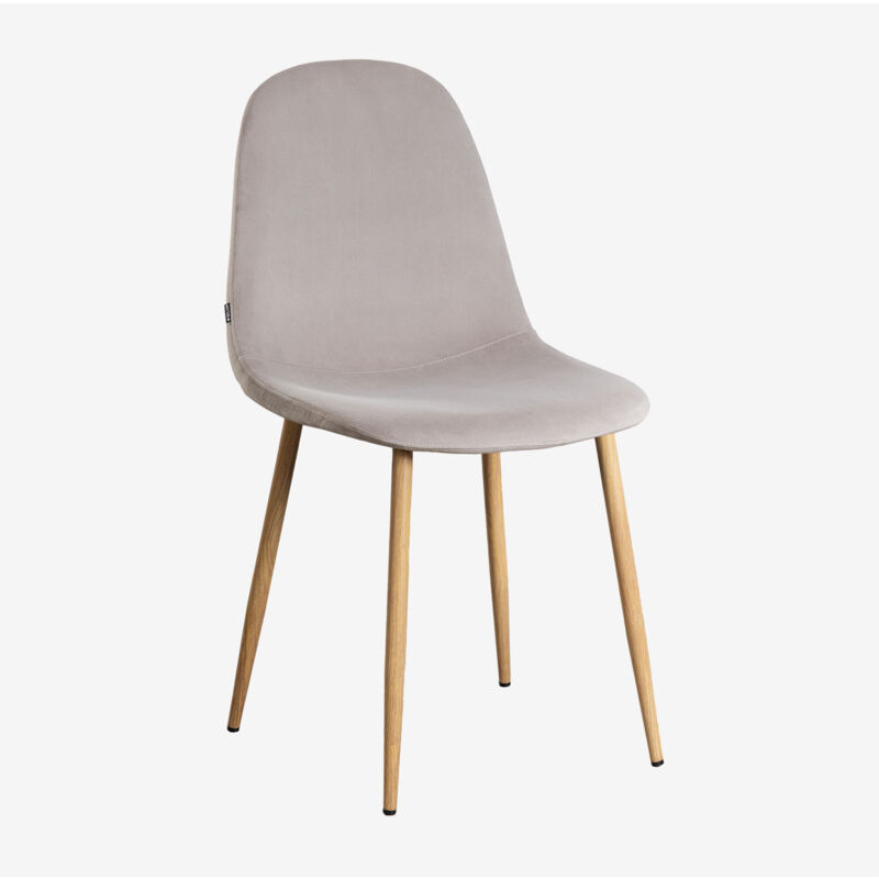 foto del prodotto sklum sedia in velluto glamm grigio talpa legno naturale