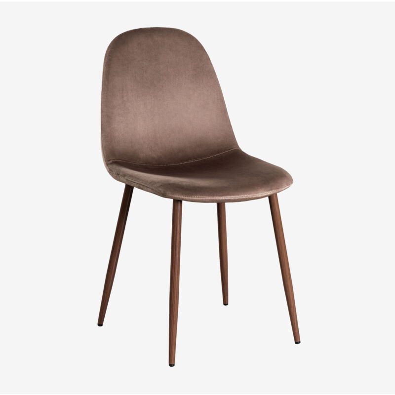 foto del prodotto sklum sedia in velluto glamm marrone army legno scuro