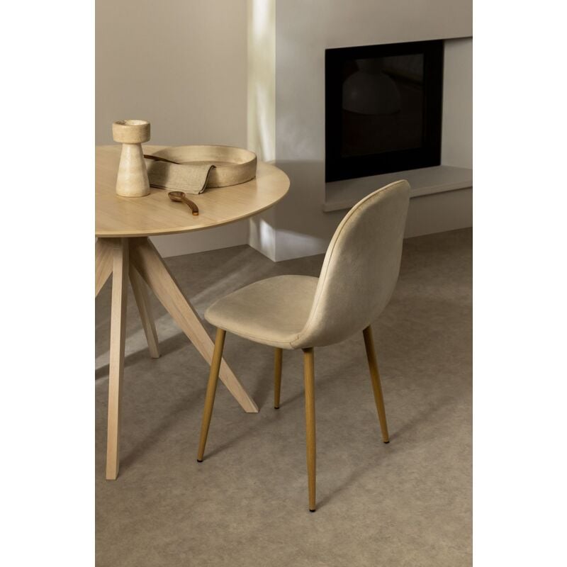 foto del prodotto sklum sedia in velluto glamm marrone grano legno naturale