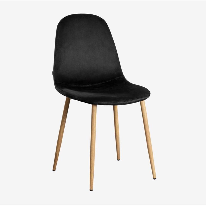 foto del prodotto sklum sedia in velluto glamm nero legno naturale