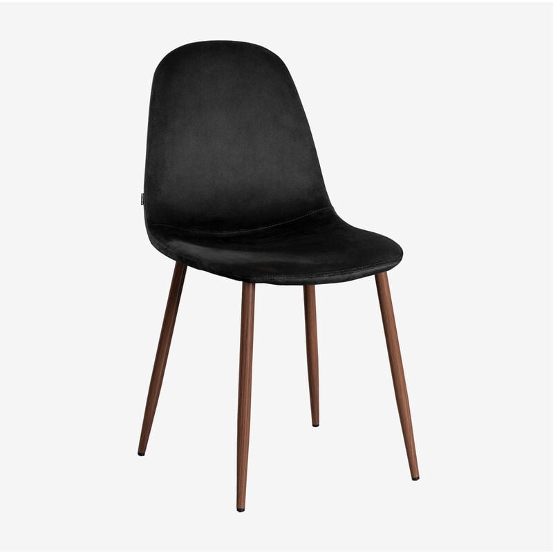 foto del prodotto sklum sedia in velluto glamm nero legno scuro