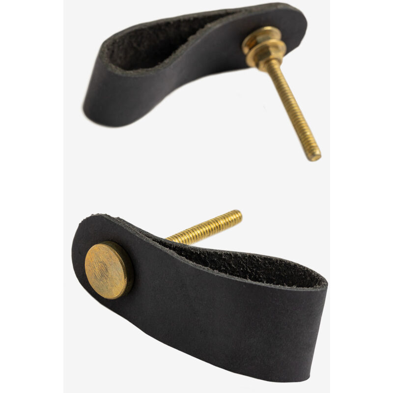 foto del prodotto sklum set di 2 pomelli in pelle jember nero