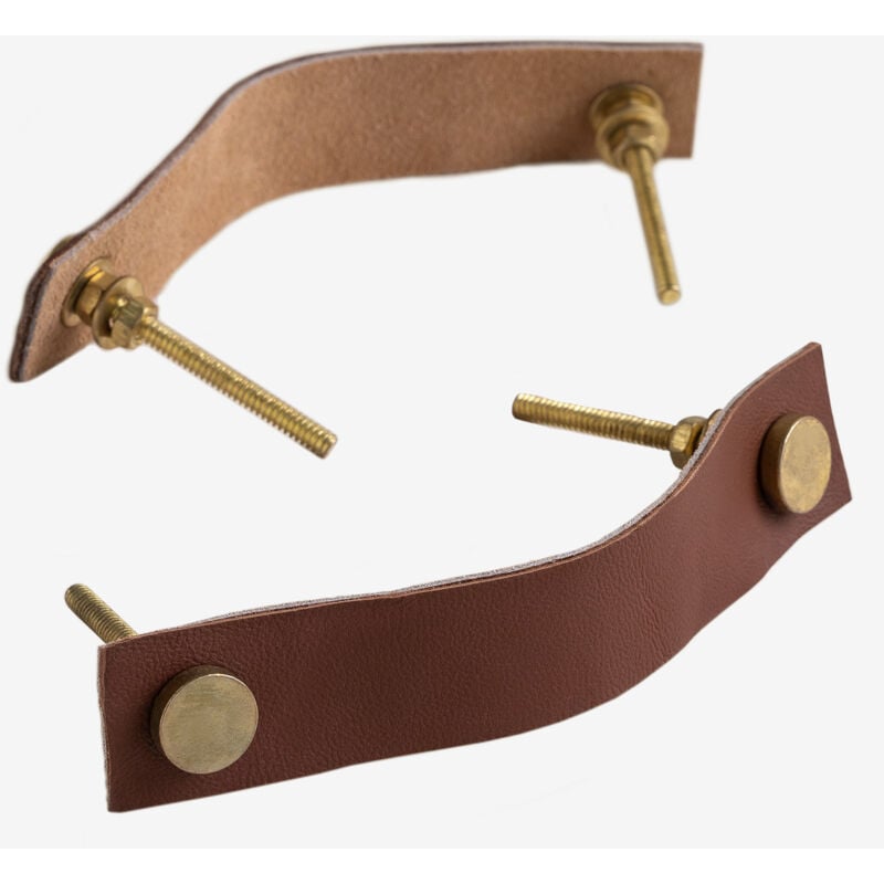 foto del prodotto sklum set di 2 pomelli in pelle teroy style caramello