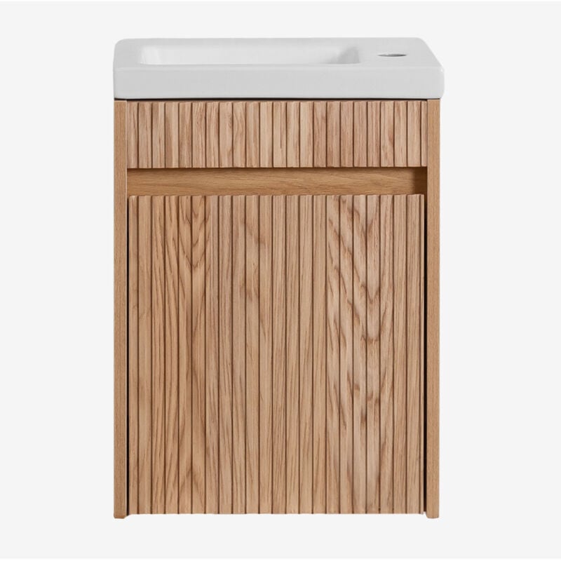 foto del prodotto sklum set di mobili da bagno in legno con lavabo integrato narek