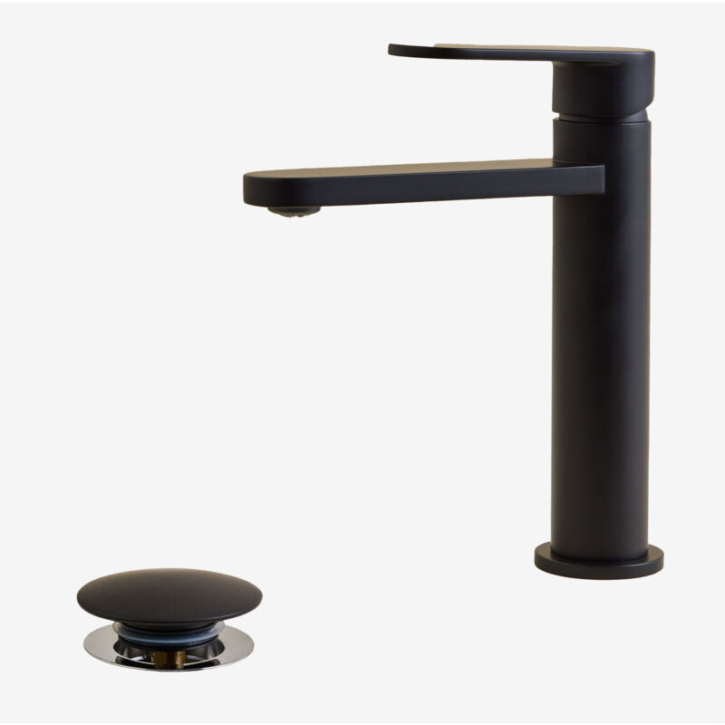 foto del prodotto sklum set rubinetto per lavabo in ottone alameda e valvola di scarico per lavabo click clack in acciaio inox e ottone orveta.