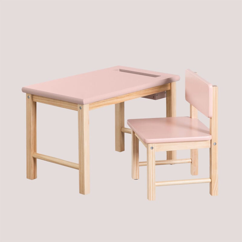 foto del prodotto sklum set tavolo e sedia in legno dakota kids